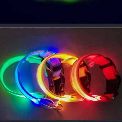 Luminous Pet Collar Anti Loss Polyester LED Glowing Dog Collar Feature Lights
