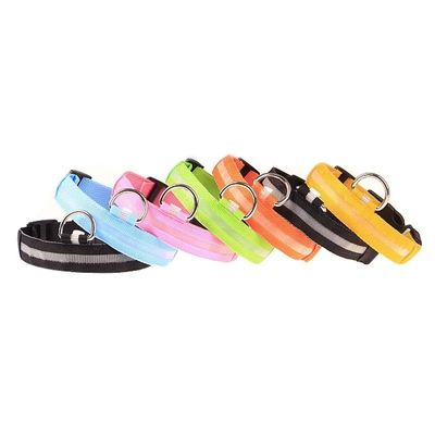 Luminous Pet Collar Anti Loss Polyester LED Glowing Dog Collar Feature Lights