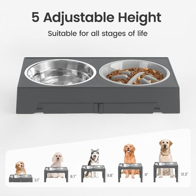 Adjustable Lifting Slow Pet Food Bowl Outdoor Elevated Dog Bowls With Stand