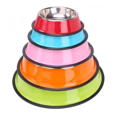 10oz - 50oz Volume Non Slip Pet Feeder Powder Coated Stainless Steel Dog Food Bowl