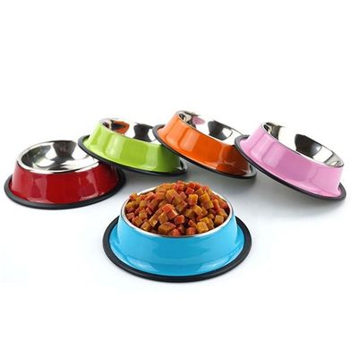 10oz - 50oz Volume Non Slip Pet Feeder Powder Coated Stainless Steel Dog Food Bowl