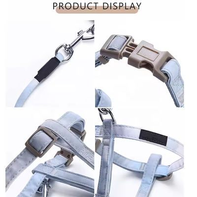 Nylon Dog Collar Harness And Leash Set Adjustable Reflective Harness Pet Mesh Vest