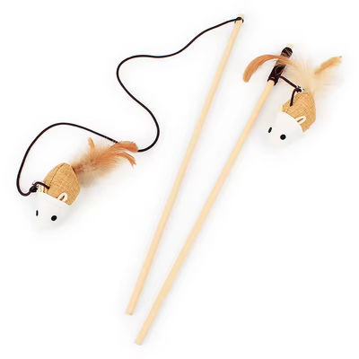 Linen Feather Pet Training Products Interactive Cat Toy Teaser Multiple styles
