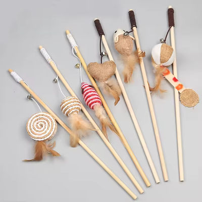 Linen Feather Pet Training Products Interactive Cat Toy Teaser Multiple styles