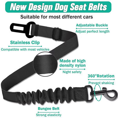 Durable Adjustable Stretchable Dog Car Seat Belt Custom Logo Dog Harness Belt Rope