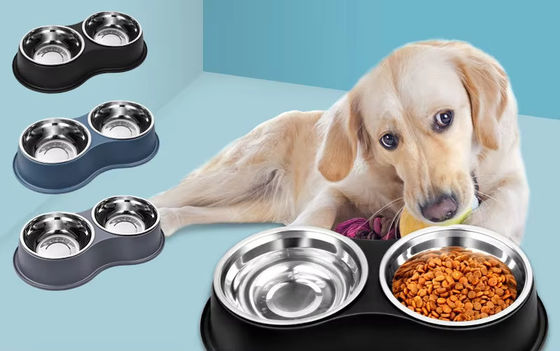 Non Slip Pet Feeder Smart Dog Food Feeder With Stainless Steel Bowls