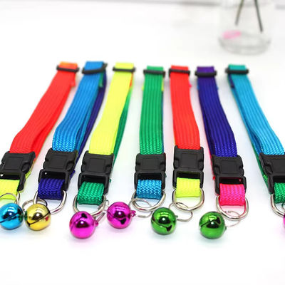 Nylon Pet Collar Cool Gradient Color Reflective Puppy Dog Cat Collar With Bell
