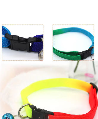 Nylon Pet Collar Cool Gradient Color Reflective Puppy Dog Cat Collar With Bell