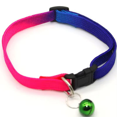 Nylon Pet Collar Cool Gradient Color Reflective Puppy Dog Cat Collar With Bell