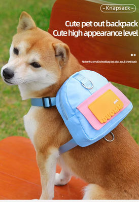 Colorful Pet Dog Harness Backpack Cute Cartoon Adjustable With Traction Rope