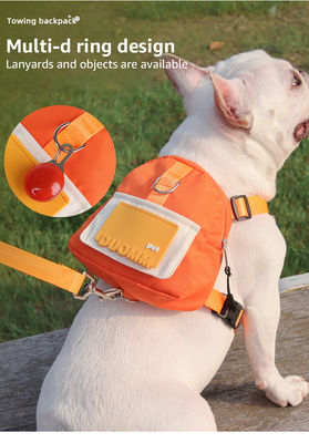 Colorful Pet Dog Harness Backpack Cute Cartoon Adjustable With Traction Rope