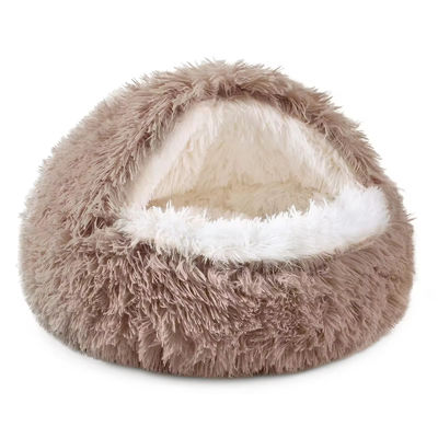 Semi Closed Comfortable Pet Beds Plush Fluffy Cat Bed Nest Easy To Clean