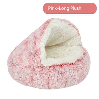 Semi Closed Comfortable Pet Beds Plush Fluffy Cat Bed Nest Easy To Clean