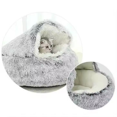 Semi Closed Comfortable Pet Beds Plush Fluffy Cat Bed Nest Easy To Clean