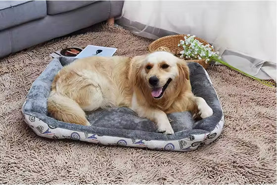 Textured Wave Pet Sofa Bed Hand Wash Rectangle Large Dog Nest