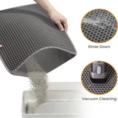 Double Layer Waterproof Cat Litter Trapping Mat Non Slip Washable Cat Litter Box Mat