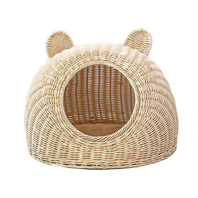 Handmade Woven Dog Cave House Rattan Pet Bed Nest Indoor Cute Cat Bed Cave