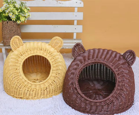 Handmade Woven Dog Cave House Rattan Pet Bed Nest Indoor Cute Cat Bed Cave