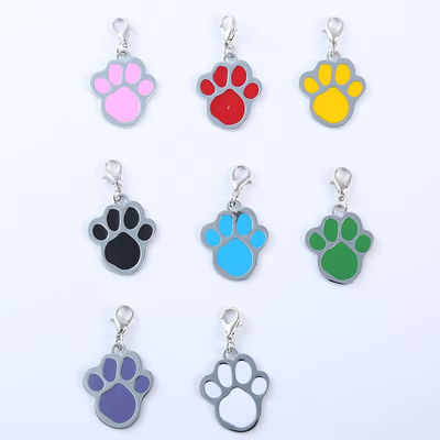 Stainless Steel Pet Tag Paw Shape Dog Identity Tags Collar Accessory Pendant