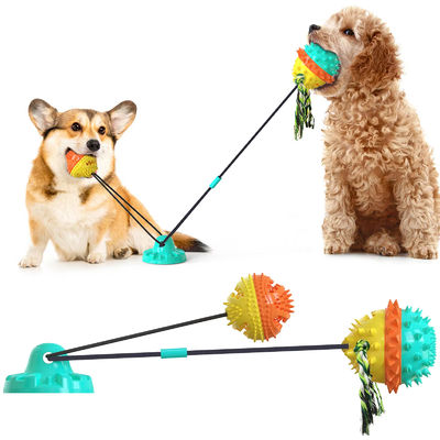 Molar Teeth Resistant Suction Cup Dog Tug Toy TPR Dog Training Squeaky Dog Chew Toy Ball