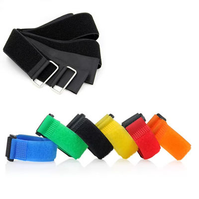 Reusable Nylon Hook Loop Band Adjustable Fastening Cable Tie Wraps With Metal Buckle