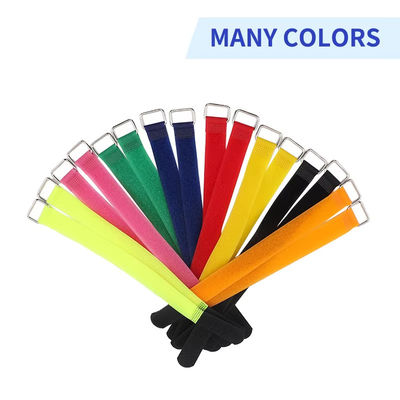 Reusable Nylon Hook Loop Band Adjustable Fastening Cable Tie Wraps With Metal Buckle