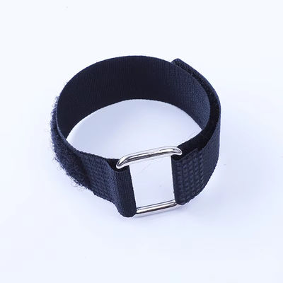 Reusable Nylon Hook Loop Band Adjustable Fastening Cable Tie Wraps With Metal Buckle