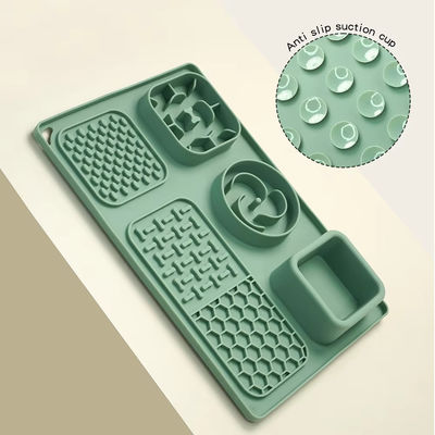 Rectangle Silicone Dog Lick Mat All In One Non Slip Pet Slow Feeder Mat With Suction Cups
