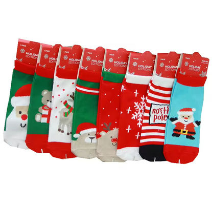 Kids Funny Cotton Socks Cartoon Christmas Santa Claus Socks For Boy Girls