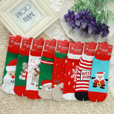 Kids Funny Cotton Socks Cartoon Christmas Santa Claus Socks For Boy Girls