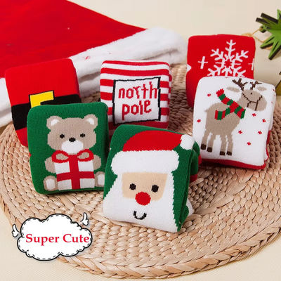 Kids Funny Cotton Socks Cartoon Christmas Santa Claus Socks For Boy Girls