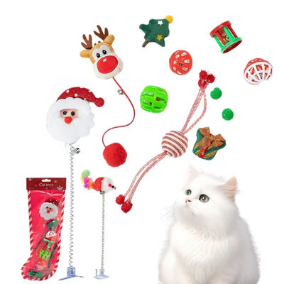 Interactive Pet Toys For Cats Stuffed Animal Plush Cat Toy Set Christmas Stockings
