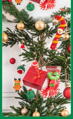 Christmas Interactive Pet Toy Gift Box Cartoon Plush Bone Flying Disc Santa Vocalization Balls