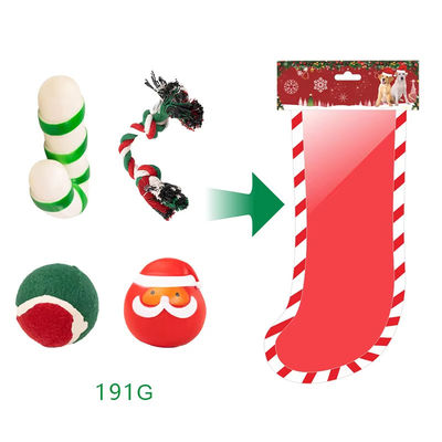 Christmas Interactive Pet Toy Gift Box Cartoon Plush Bone Flying Disc Santa Vocalization Balls
