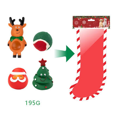 Christmas Interactive Pet Toy Gift Box Cartoon Plush Bone Flying Disc Santa Vocalization Balls