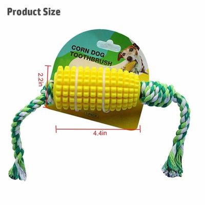 Eco Friendly Dog Treat Dispensing Toy Latex Dog Toothbrush Chew Toy With Cotton Rope