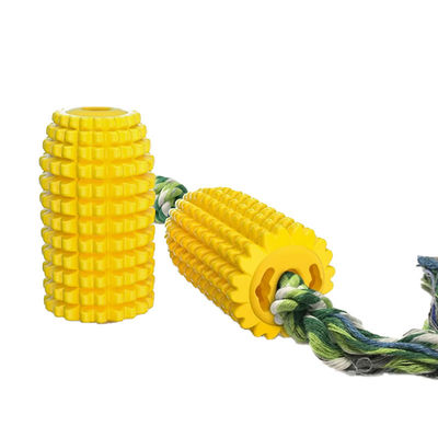 Eco Friendly Dog Treat Dispensing Toy Latex Dog Toothbrush Chew Toy With Cotton Rope