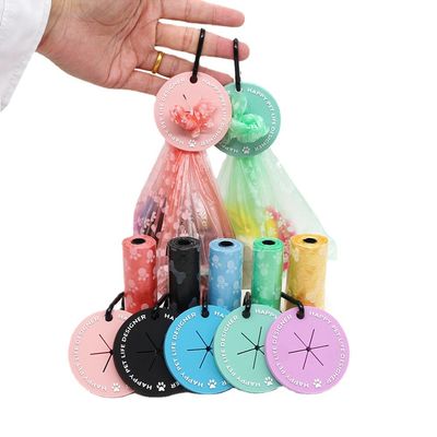 OEM Hands Free Round Dog Poop Bag Clip Silicone Pet Poop Bag Holder With Hook