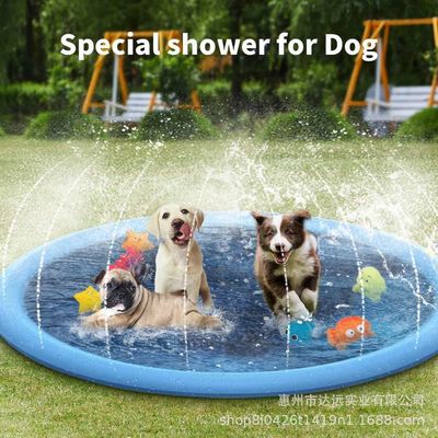 Outdoor Foldable Kids Swimming Pool Large Puppy Washing Pet Water Toy PVC Sprinkler Mat