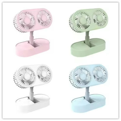 Summer Mini Silent Desktop Small Dual Motor USB Foldable Air Cooling 3 Gear Speeds Standing Portable Fan for Home Work Office