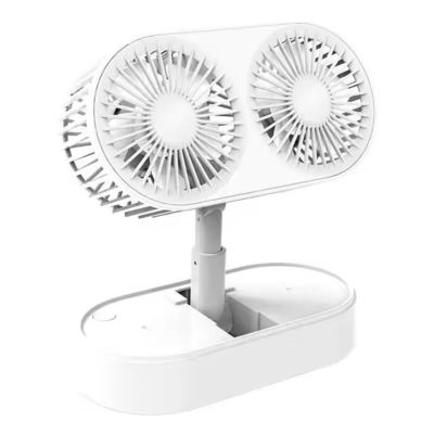 Summer Mini Silent Desktop Small Dual Motor USB Foldable Air Cooling 3 Gear Speeds Standing Portable Fan for Home Work Office
