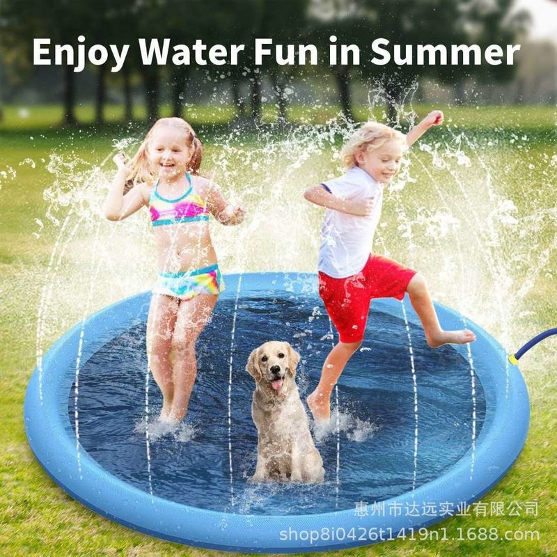 Outdoor Foldable Kids Swimming Pool Large Puppy Washing Pet Water Toy PVC Sprinkler Mat