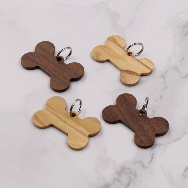 Wooden Puppy Name Tag For Pet Collar Laser Engrave Dog Cat Tag Blank Wood Charms